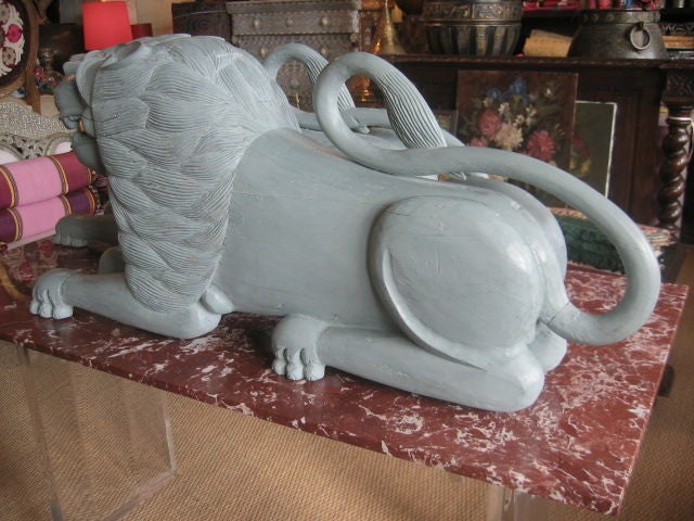 Pair of Hand Carved Rajasthani Crouching Lions