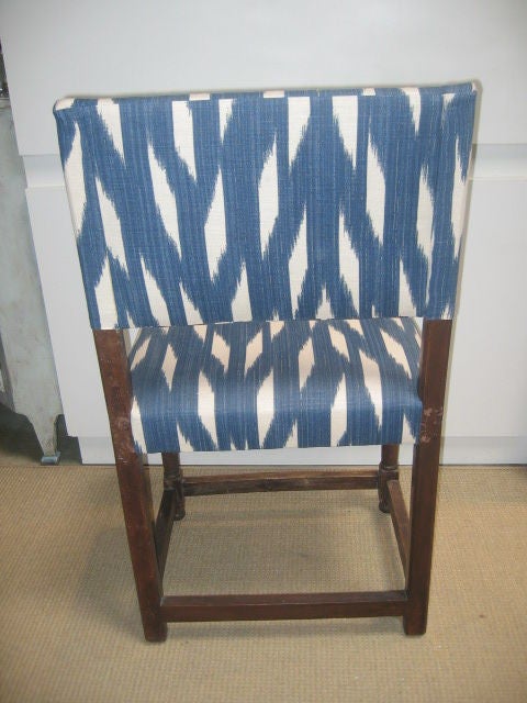 18th Century and Earlier Pair of 18th c. French Side Chairs in New Designer Ikat Fabric