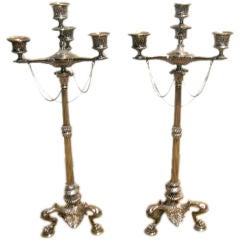 Pair of Regency Style Silverplate Candelabras 8