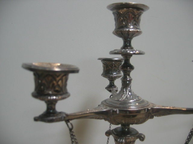 English Pair of Regency Style Silverplate Candelabras