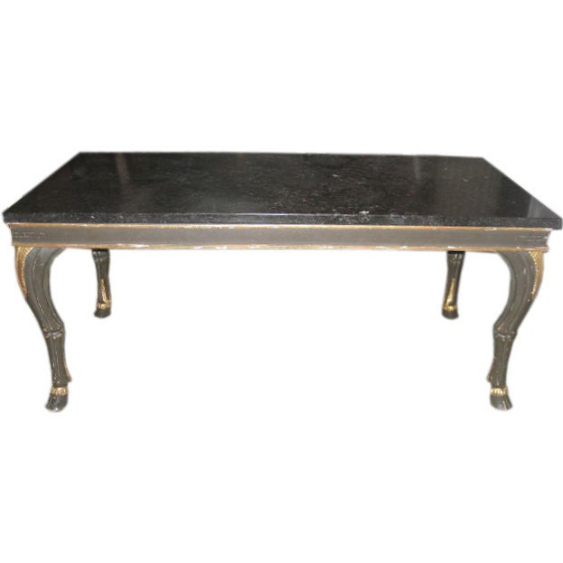 Marble-Top and Goat Leg Coffee Table For Sale