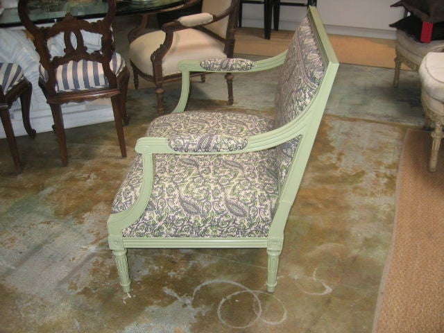 Beautifully Lacquered Armchair in Block Print Fabric