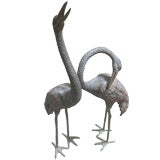 Pair of Chinese Bronze Crane Statues