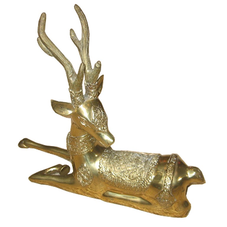 Beautiful Indian Brass Resting Deer Statue