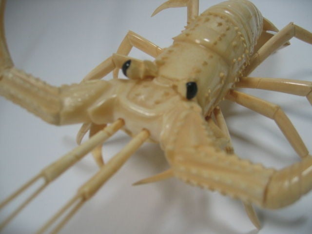 Folk Art 1930's Articulated Chinese Carved Bone Lobster