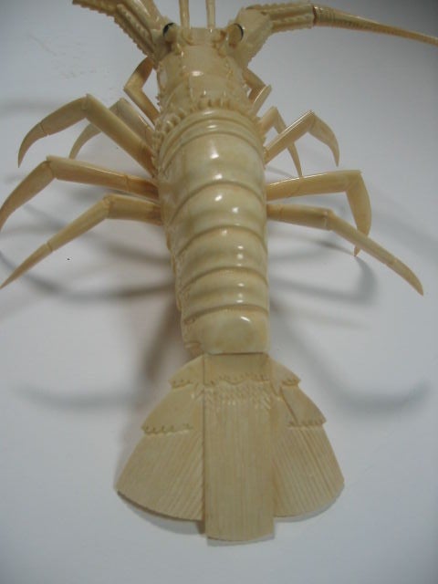 1930's Articulated Chinese Carved Bone Lobster In Excellent Condition In Dallas, TX