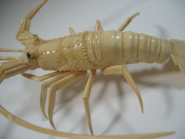 Mid-20th Century 1930's Articulated Chinese Carved Bone Lobster