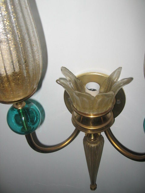 20th Century Pair of Murano Glass Sconces by Andre Arbus for Veronese For Sale