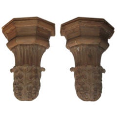 Large Pair of 19th c. Oak  Brackets