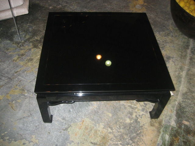 Newly lacquered in an ebony finish. Vintage tables professionally restored.