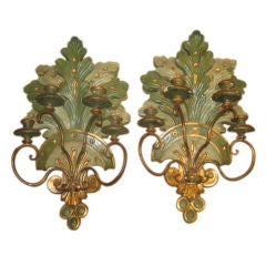 19th c. Italian Wall Sconces in Polychrome and Gilt Finish 3