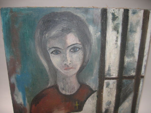 1940's Kansas City School of Art Painting: Girl With Guitar
