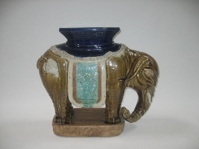 Chinese Pair of Ceramic Elephant Stools