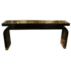 Art Deco Style Dark Brown Lacquered Console Table
