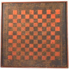 Antique Two Sided Game Board:  Checkers and Parcheesi