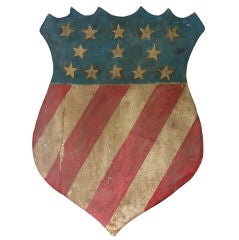Hand Carved and Painted 13 Star Patriotic Shield
