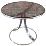 chrome occasional table with smoked glass top by Steelcase.