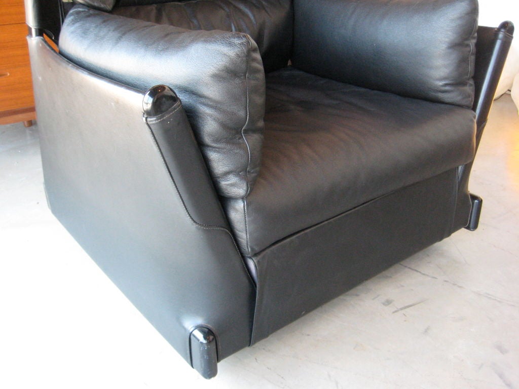 Pair of rare leather armchairs by Piero de Martini for Cassina 1