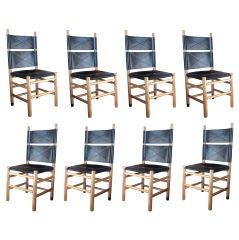 Set of Eight Kentucky chairs by Carlo Scarpa for Bernini