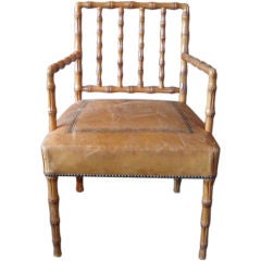 Carved Maple, faux bamboo armchair