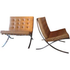 Pair of early Barcelona chairs by Mies van der Rohe
