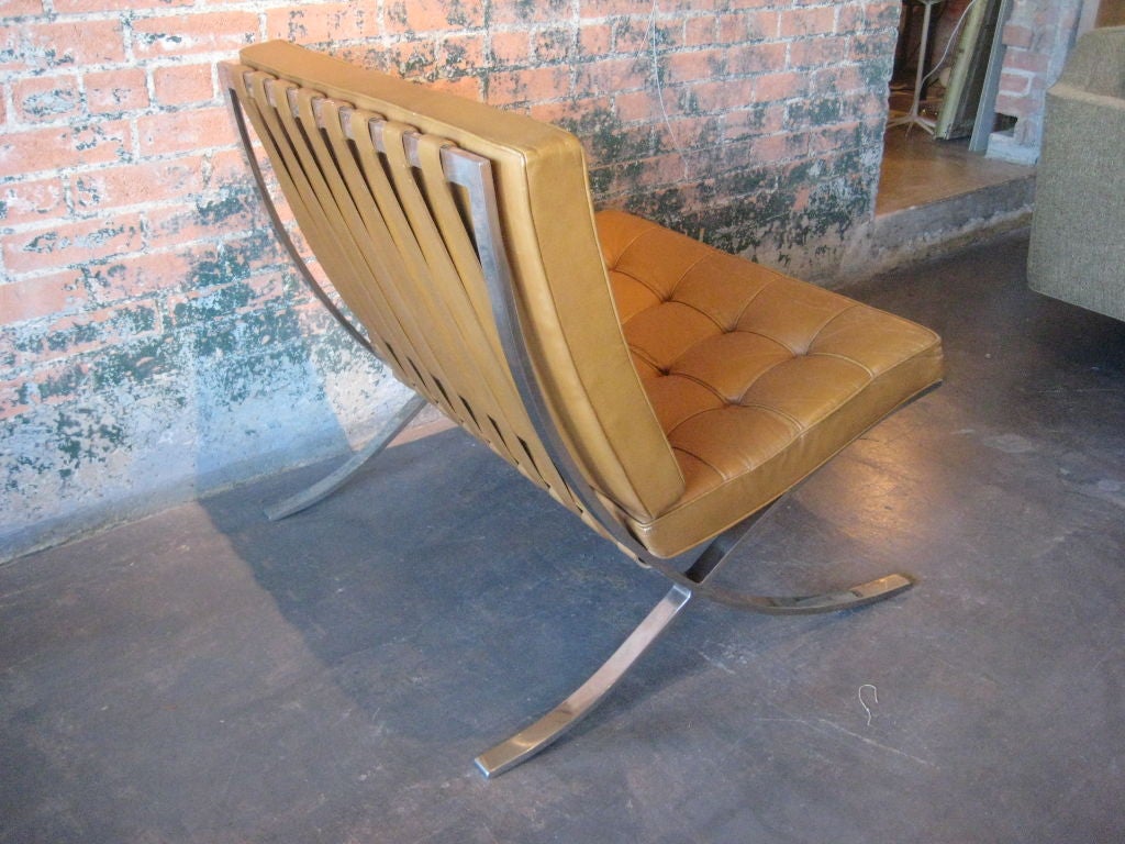 Pair of early Barcelona chairs by Mies van der Rohe 4