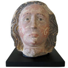 Fragmentary Stone Head of a Female Saint
