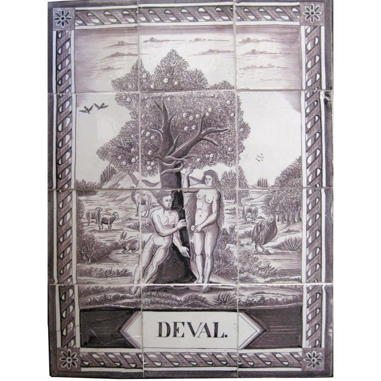 Dutch Delft Tile Picture, 18th century For Sale