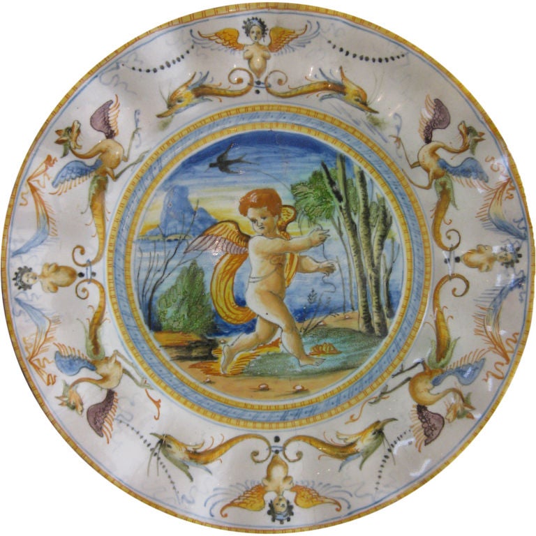Maiolica Plate, Ulisse Cantagalli Factory For Sale