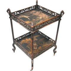 A Chinoisserie Decorated Two Tiered Etagere/End Table