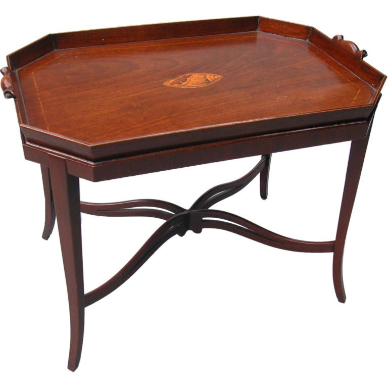 An 18th Century English Mahogany Inlaid Tray on Stand
