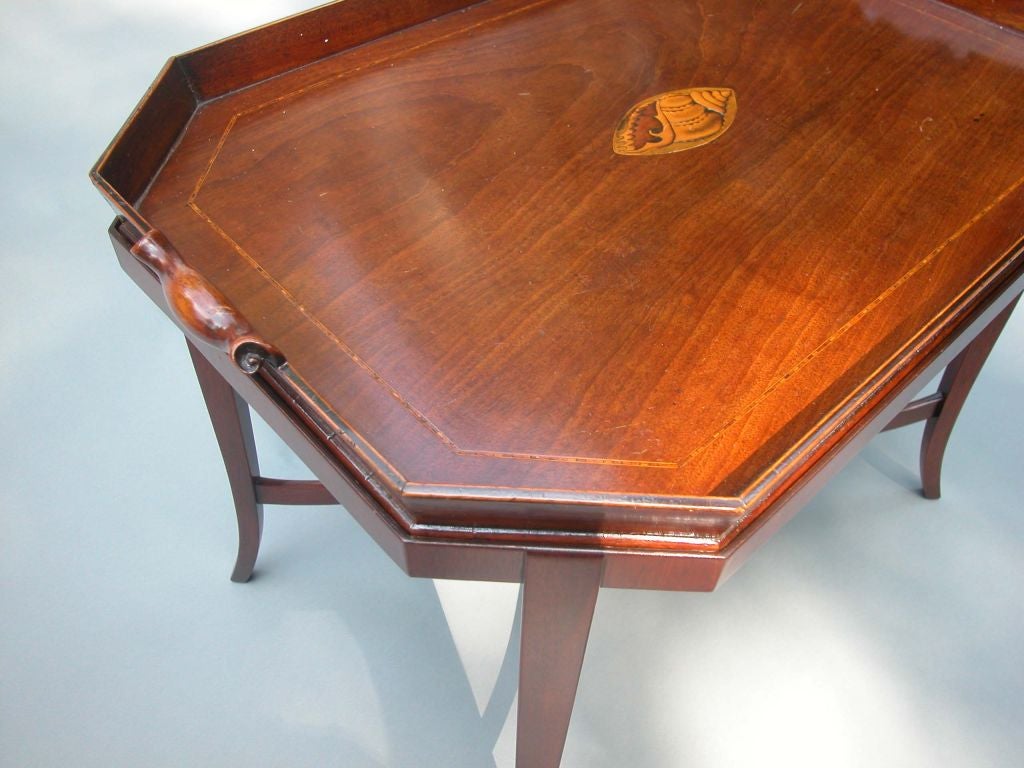 18th Century and Earlier An 18th Century English Mahogany Inlaid Tray on Stand