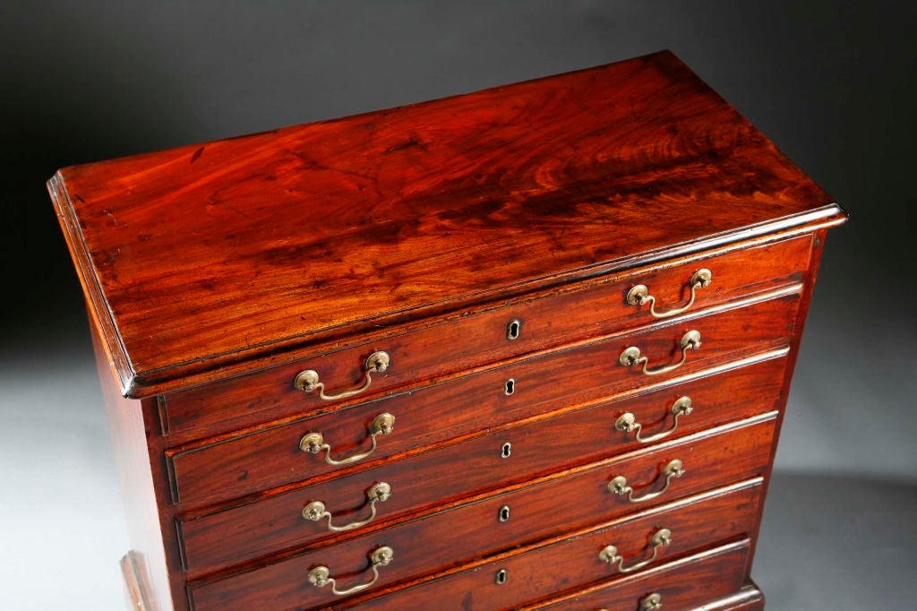Unique English Georgian Six Drawer Chest, 18th century Mahogany