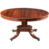 An English Rosewood and Brass Inlaid Center Pedestal Table