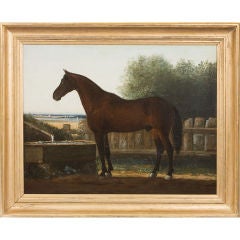 Antique Painting of a horse at a water trough