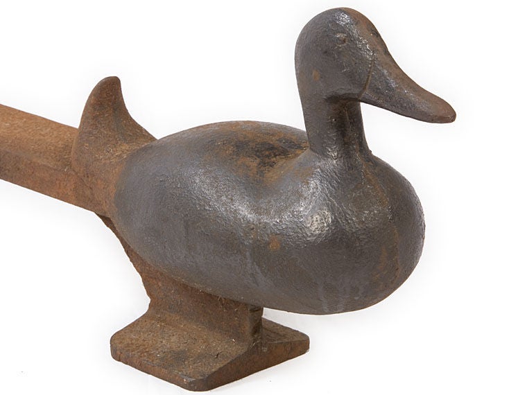 Pair of painted Cast Iron Duck Form Andirons at 1stDibs
