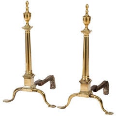 Pair of 18th century Philadelphia brass andirons