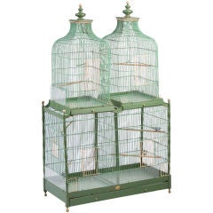 Large French 19th Century  Four Compartment Wire Birdcage
