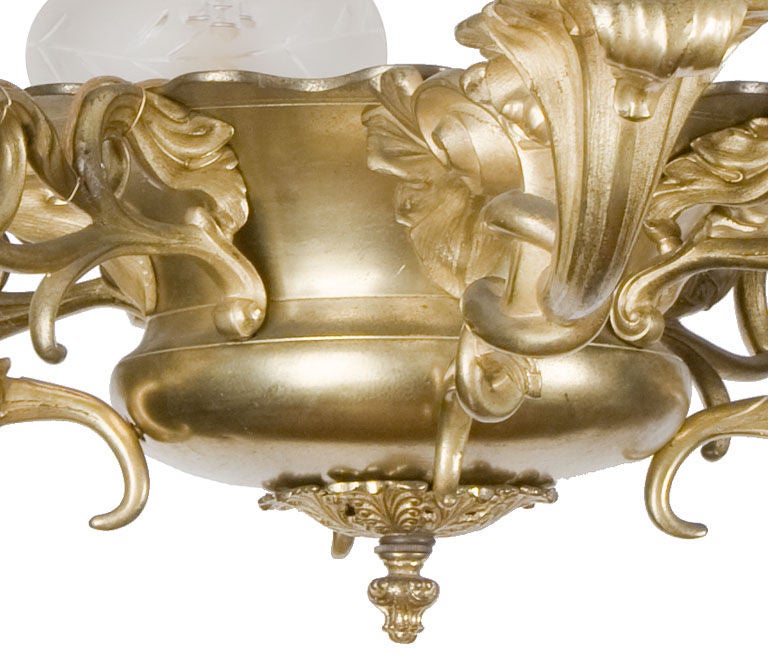 Early Victorian Gilt Bronze Colza Four light chandelier