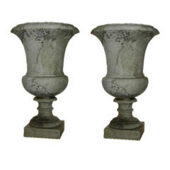 Pair of Italian 19th Cenury Carrara  Marble Vases
