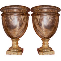 19th Century Pair Italian Broccatello di Siena Marble Vases