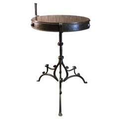Rare Medieval Wrought Iron Round Table / Stand with Porphyry top
