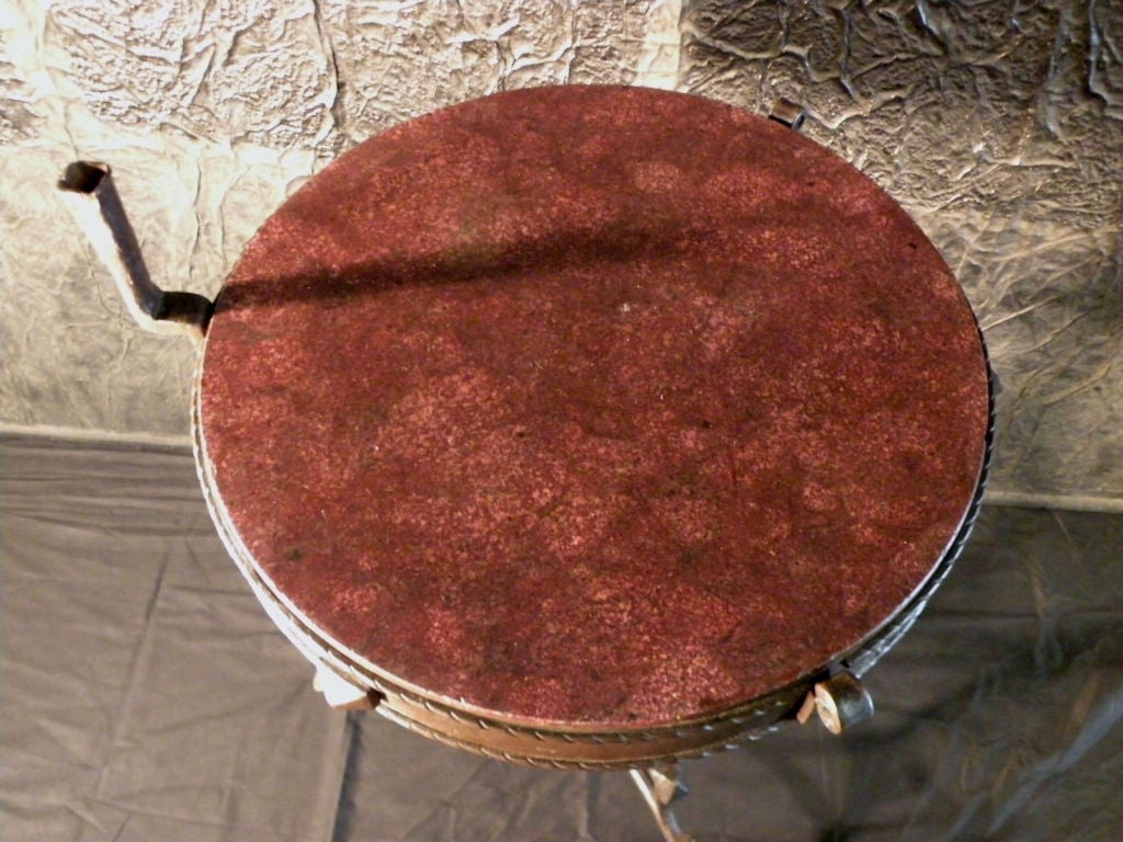 18th Century and Earlier Rare Medieval Wrought Iron Round Table / Stand with Porphyry top For Sale
