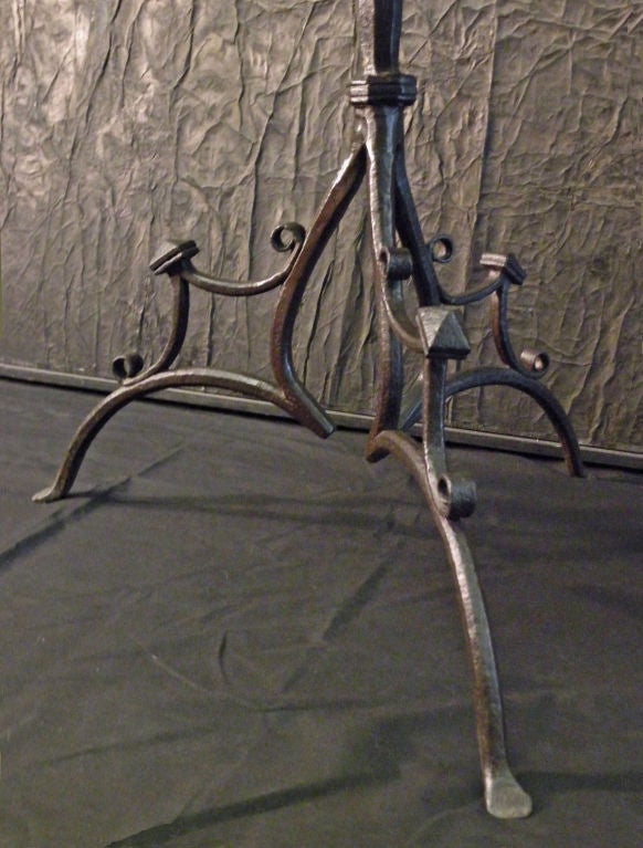 Rare Medieval Wrought Iron Round Table / Stand with Porphyry top For Sale 1