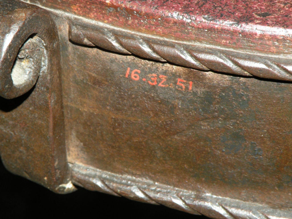 Rare Medieval Wrought Iron Round Table / Stand with Porphyry top For Sale 3