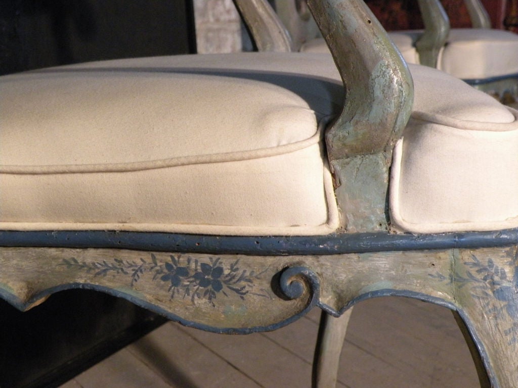 Pair of Italian Rococo Painted Armchairs 3