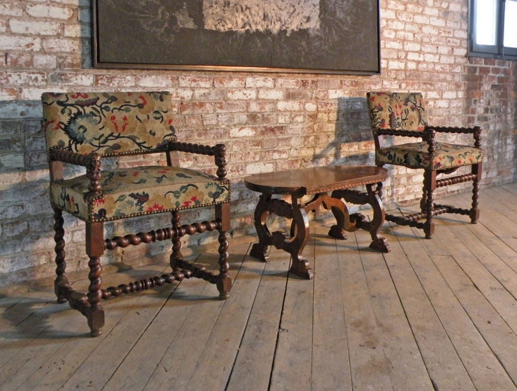 Pair of French Louis XIII Armchairs In Excellent Condition In Troy, NY