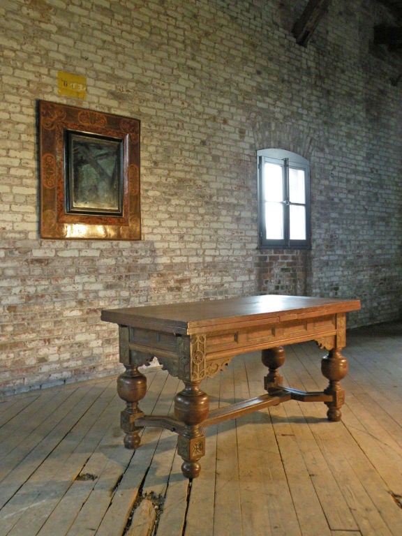 Oak Dutch Baroque Drawleaf Table