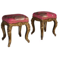 Pair of Rare and Unusual Italian Baroque Gilt Stools