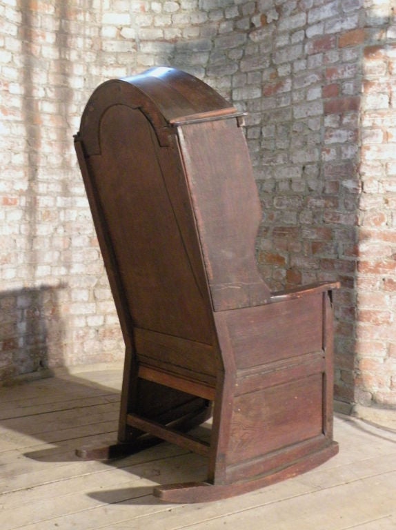 Country 18th century English Oak Porter or Rocking Chair For Sale